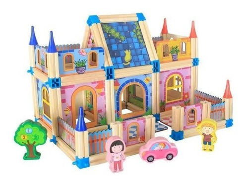 CASTILLO ARMABLE BLOQUES MADERA JUGUETE NIÑO REGALO - 1