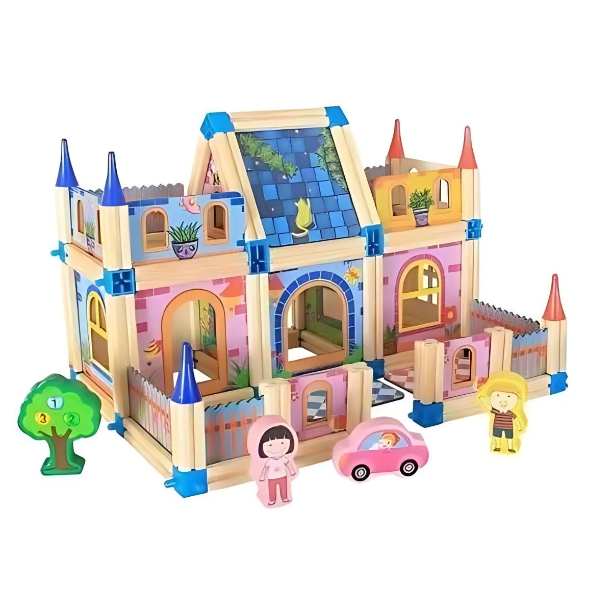 CASTILLO ARMABLE BLOQUES MADERA JUGUETE NIÑO REGALO - 3