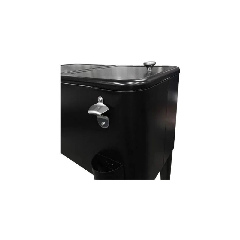 COOLER RETRO METALICO NEGRO CON MANILLA Y RUEDAS 60 LITROS - 4