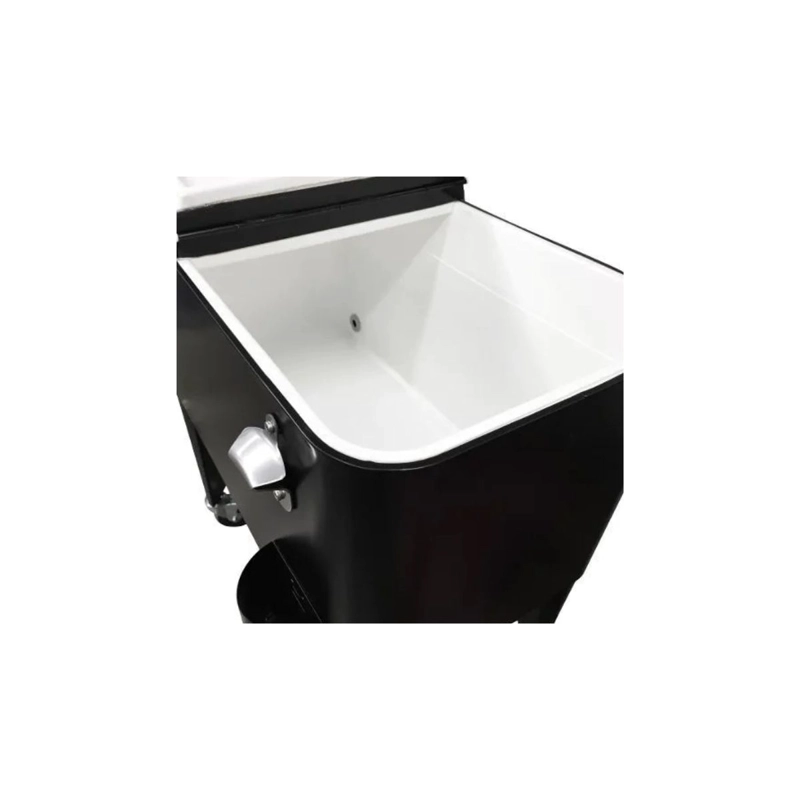 COOLER RETRO METALICO NEGRO CON MANILLA Y RUEDAS 60 LITROS - 5
