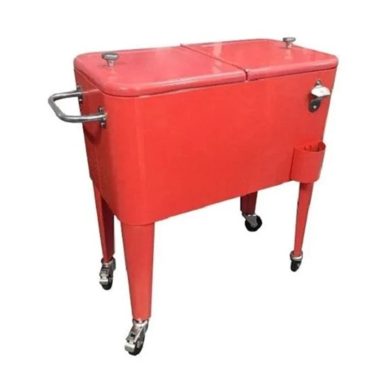 COOLER RETRO ROJO CON RUEDAS - 1
