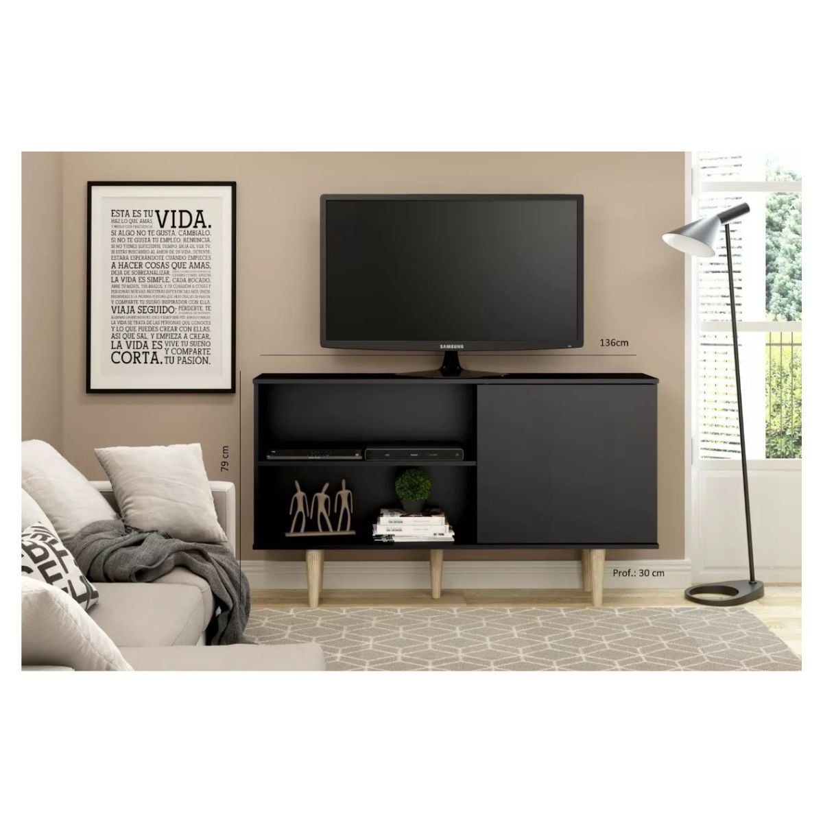 MUEBLE RACK TV - PADUA 50'' - NEGRO - 2