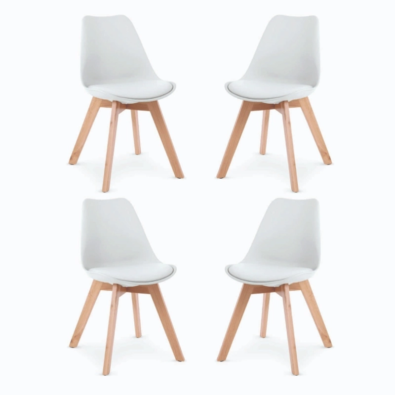 SILLAS TODODESCUENTO TULIP CUERO BLANCO PACK 4 COMEDOR BAR NEGOCIO - 4