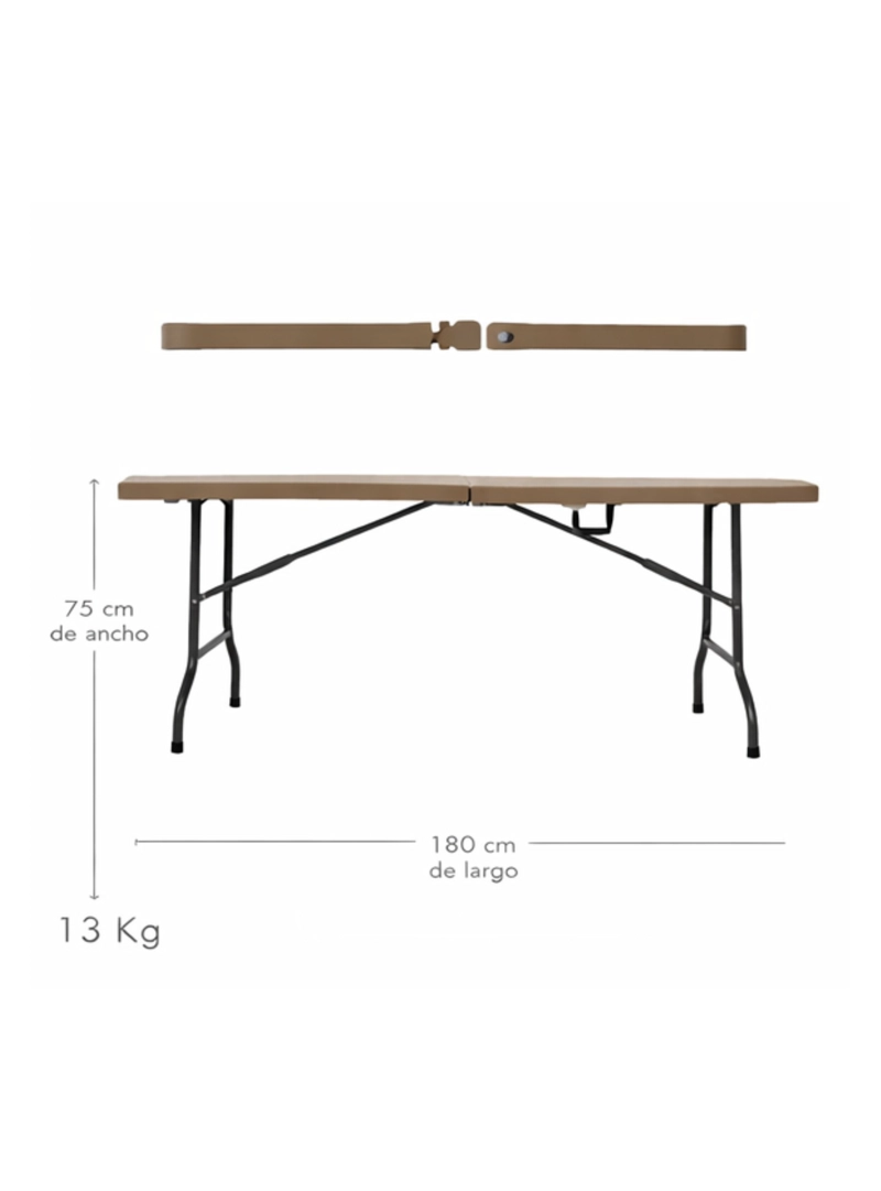 MESA TODODESCUENTO PLEGABLE MALETA 180CM TIPO RATTAN ARMA FÁCIL CAMPING - 3