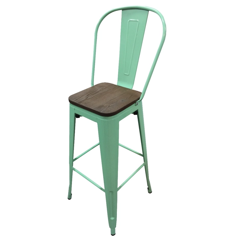 PISOS TODODESCUENTO TOLIX TURQUESA PACK 4 ASIENTO MADERA BAR TABURETE - 1