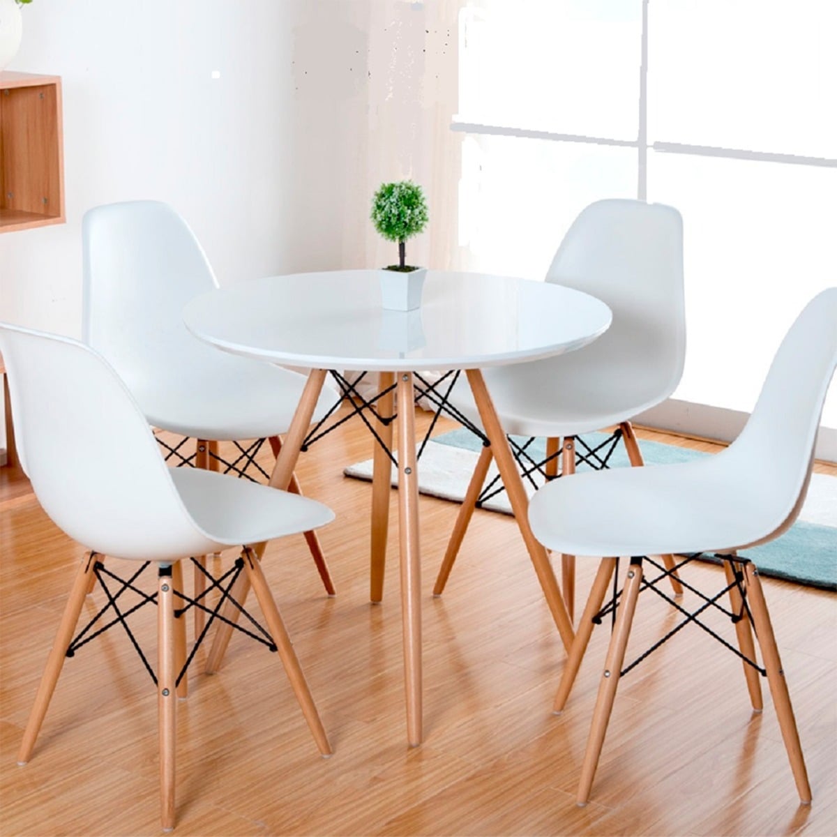 MESA TODODESCUENTO TIPO EAMES REDONDA BLANCO 60 CM MADERA MUEBLE DISEÑO - 1