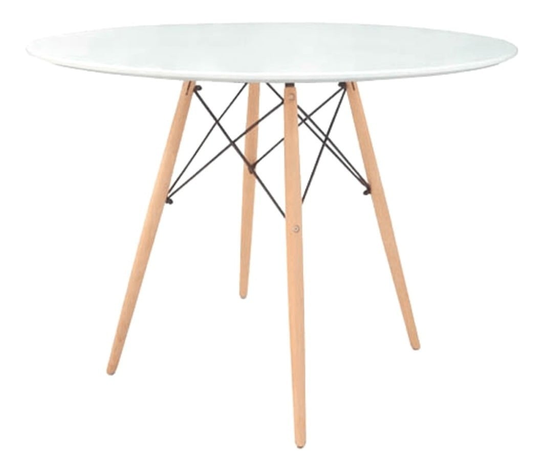 MESA TODODESCUENTO TIPO EAMES REDONDA BLANCO 80 CM MADERA MUEBLE DISEÑO - 1