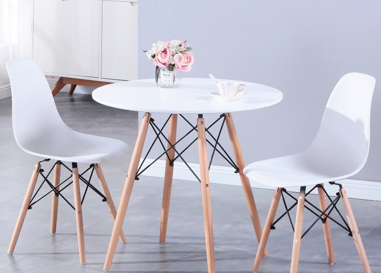 MESA TODODESCUENTO TIPO EAMES REDONDA BLANCO 80 CM MADERA MUEBLE DISEÑO - 2