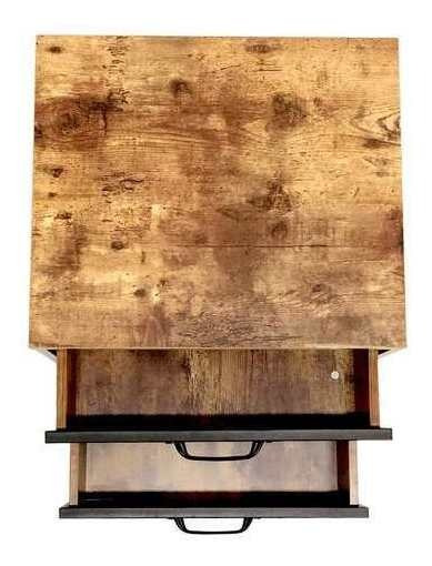 VELADOR TODODESCUENTO MADERA CAFÉ GIBSON MUEBLE FIERRO HOGAR DORMITORIO - 2