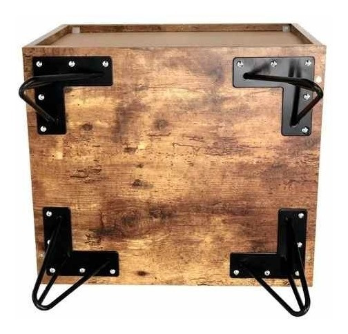 VELADOR TODODESCUENTO MADERA CAFÉ GIBSON MUEBLE FIERRO HOGAR DORMITORIO - 3