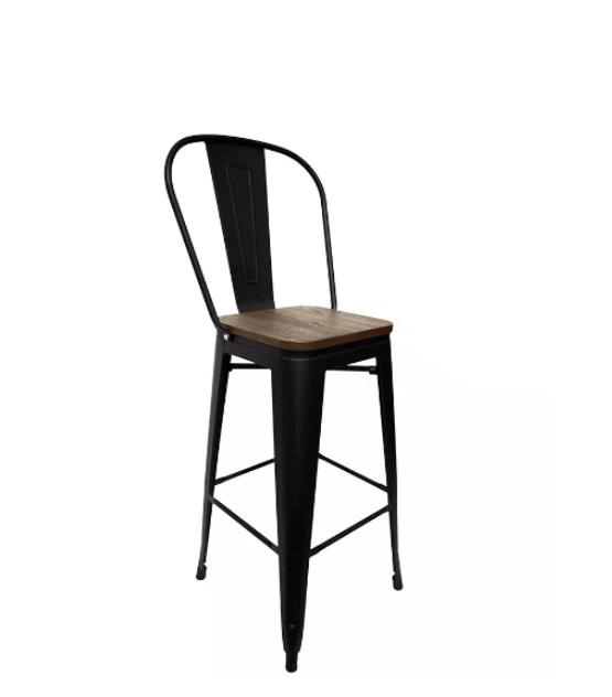 PISOS TODODESCUENTO TOLIX NEGRO PACK 4 77 CM MATE ASIENTO MADERA BAR - 1