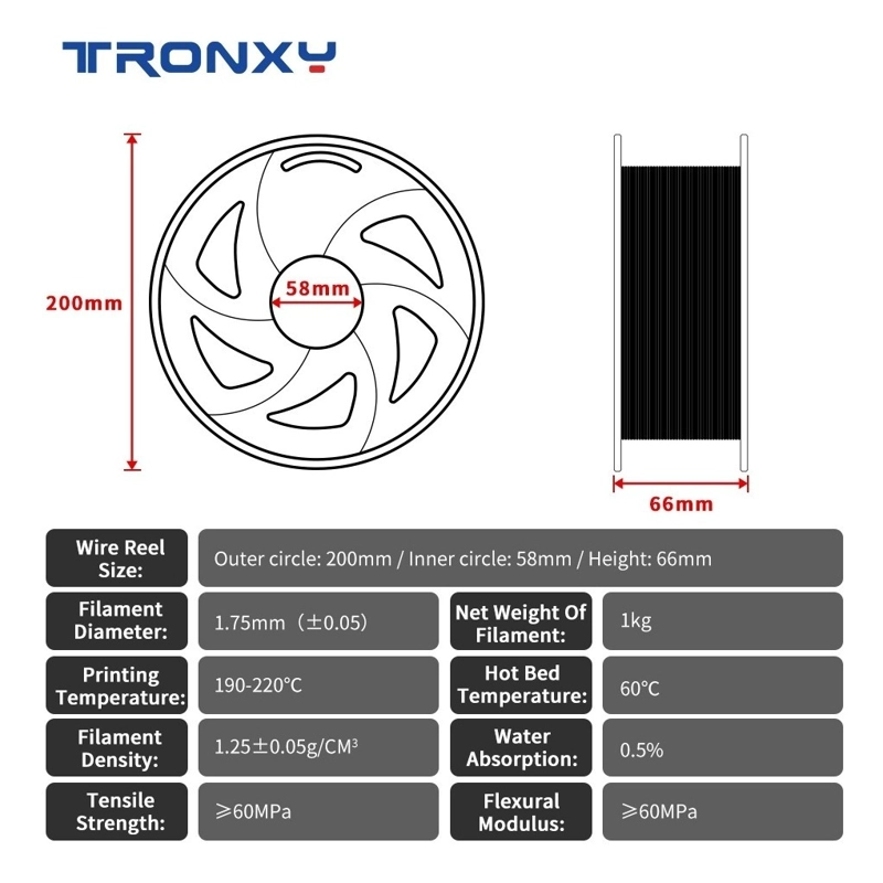 FILAMENTO 3D TRONXY PLA DE 1.75MM Y 1KG ROJO - 5