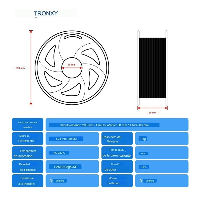 FILAMENTO 3D TRONXY PLA + DE 1.75MM Y 1KG- MORADO - 3