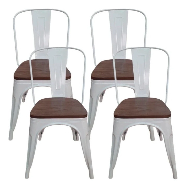 SILLA TODODESCUENTO LIBRE DISPOSICIÓN MADERA BLANCO TOLIX ASIENTO DE OSCURO - 1