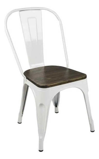 SILLA TODODESCUENTO LIBRE DISPOSICIÓN MADERA BLANCO TOLIX ASIENTO DE OSCURO - 2