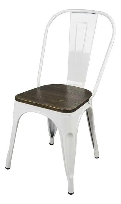 SILLA TODODESCUENTO LIBRE DISPOSICIÓN MADERA BLANCO TOLIX ASIENTO DE OSCURO - 3
