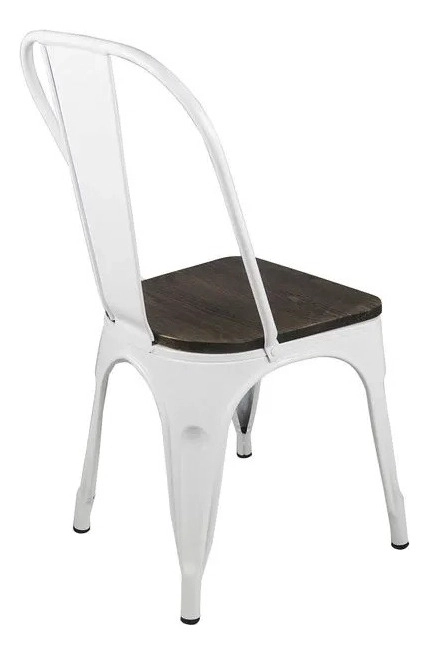 SILLA TODODESCUENTO LIBRE DISPOSICIÓN MADERA BLANCO TOLIX ASIENTO DE OSCURO - 5