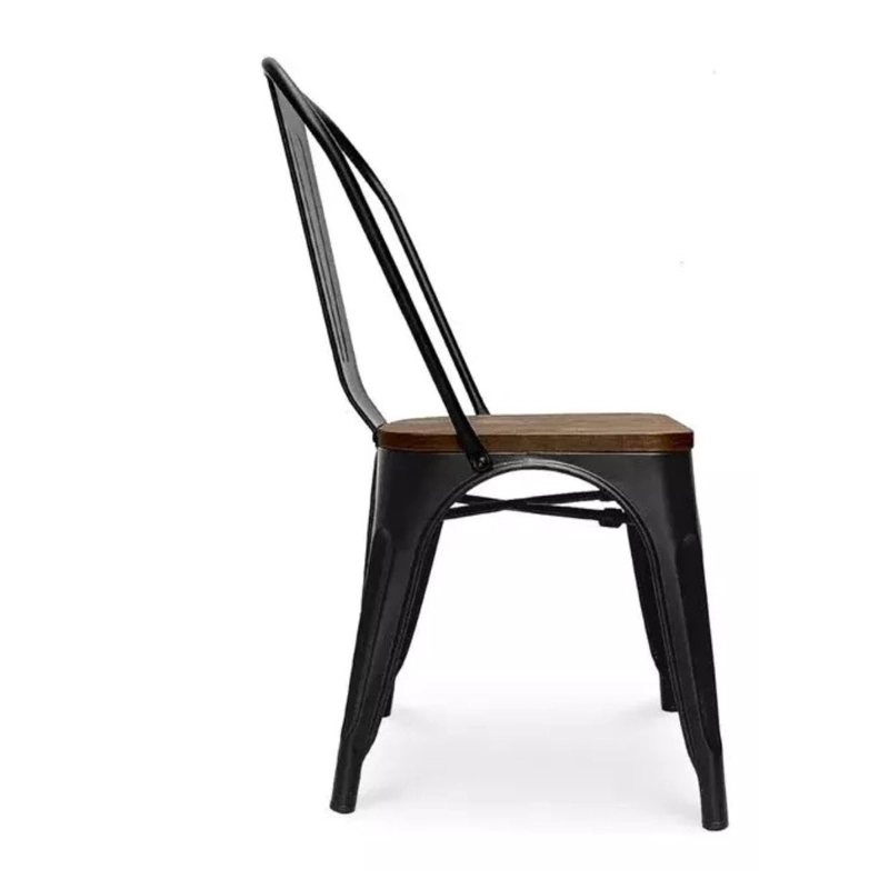 PACK TODODESCUENTO LIBRE DISPOSICIÓN ACERO NEGRO 4 SILLA TOLIX ASIENTO DE MADERA OSCURO - 2
