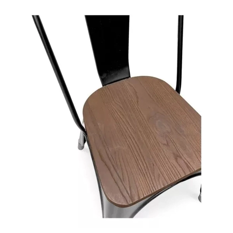 PACK TODODESCUENTO LIBRE DISPOSICIÓN ACERO NEGRO 4 SILLA TOLIX ASIENTO DE MADERA OSCURO - 3