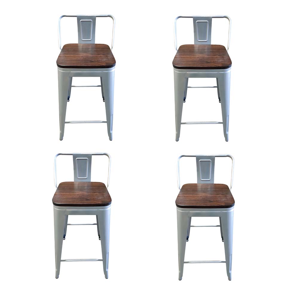 PACK 4 PISOS TOLIX PLATA 66 CM RESPALDO BAJO BASE MADERA TODODESCUENTO - 1