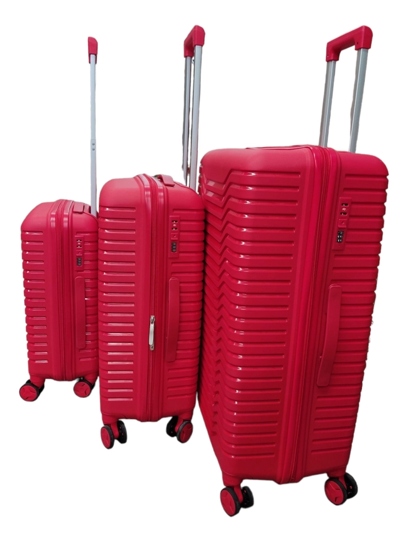 SET 3 MALETAS ABS RUEDAS 360° ROJO - 5