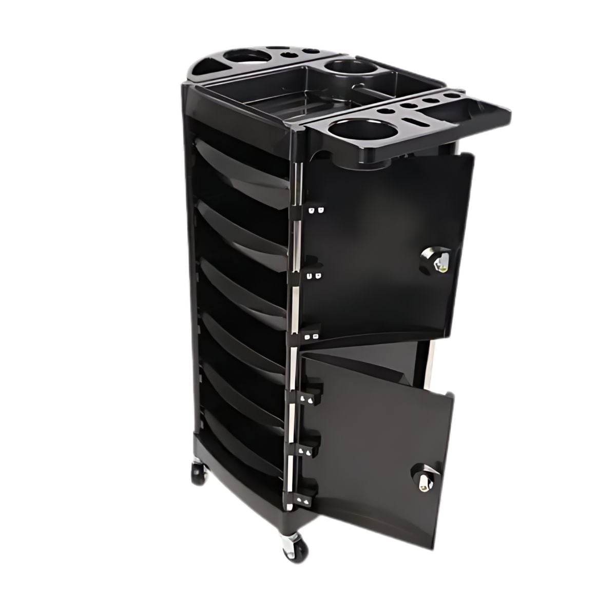 CARRO AYUDANTE TODODESCUENTO 45 CM X 86 CM PELUQUERIA 6 GAVETAS CON CERRADURAS NEGRO TD! - 3