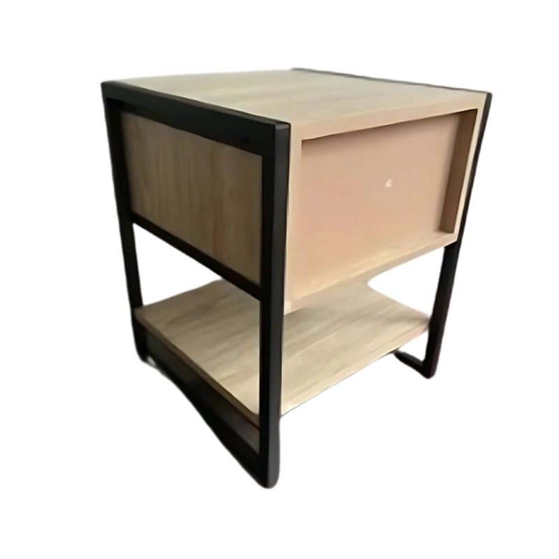 VELADOR TODODESCUENTO MADERA NATURAL INDUSTRIAL 1 CAJÓN CAFÉ Y NEGRO - 3