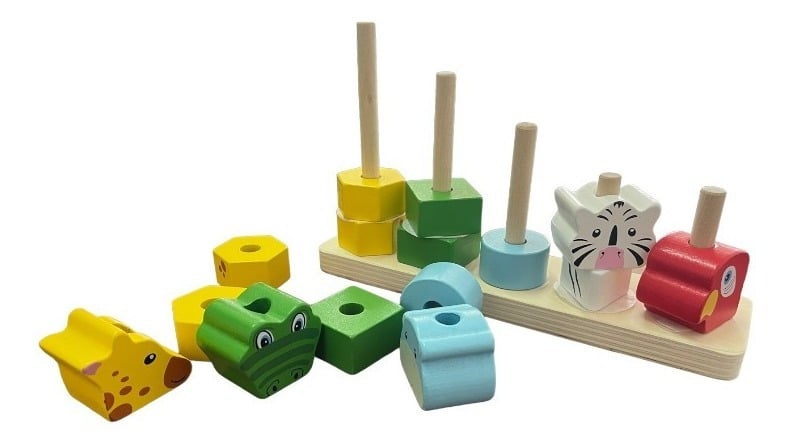 JUEGO DE ENCAJE Y MOTRICIDAD FINA TODODESCUENTO PARA NIÑOS EN MADERA - 1