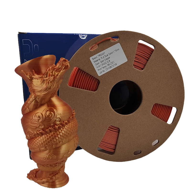 FILAMENTO TRONXY PLA+ SILK (DOUBLE COLOR) GOLD/COOPER - 1
