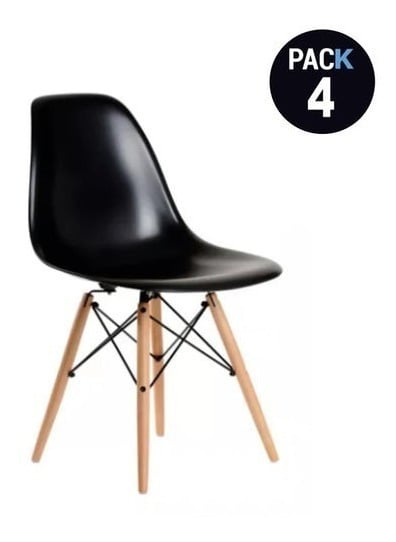 PACK TODODESCUENTO NEGRO 4 SILLAS EAMES DSW COMEDOR BAR NEGOCIO - 2