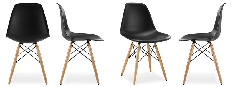 PACK TODODESCUENTO NEGRO 4 SILLAS EAMES DSW COMEDOR BAR NEGOCIO - 4