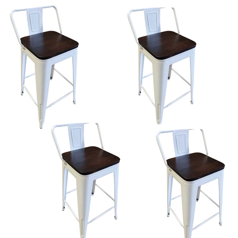 PACK TODODESCUENTO BLANCO 4 PISOS TABURETES TOLIX 66 CM BASE MADERA OSCURA - 1