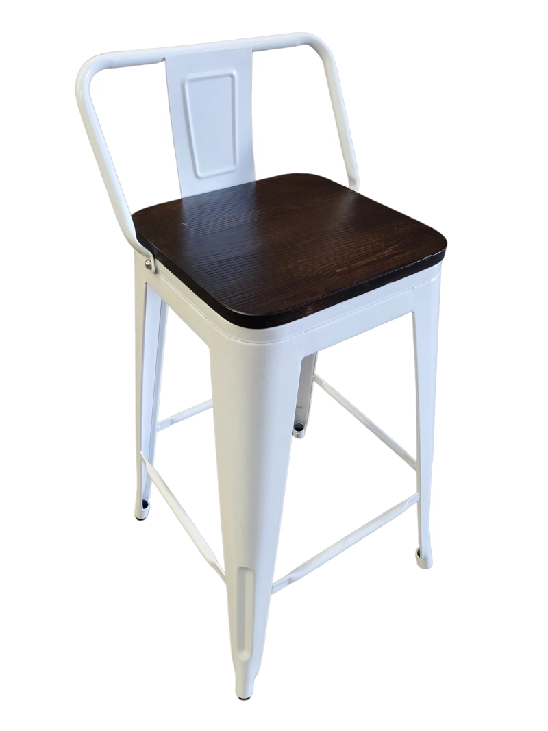 PACK TODODESCUENTO BLANCO 4 PISOS TABURETES TOLIX 66 CM BASE MADERA OSCURA - 3