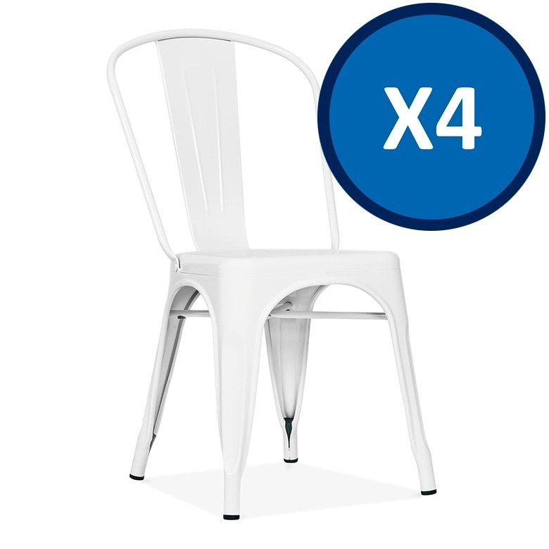 PACK TODODESCUENTO BLANCO 4 SILLAS TOLIX MATE COMEDOR RESTORANT - 2