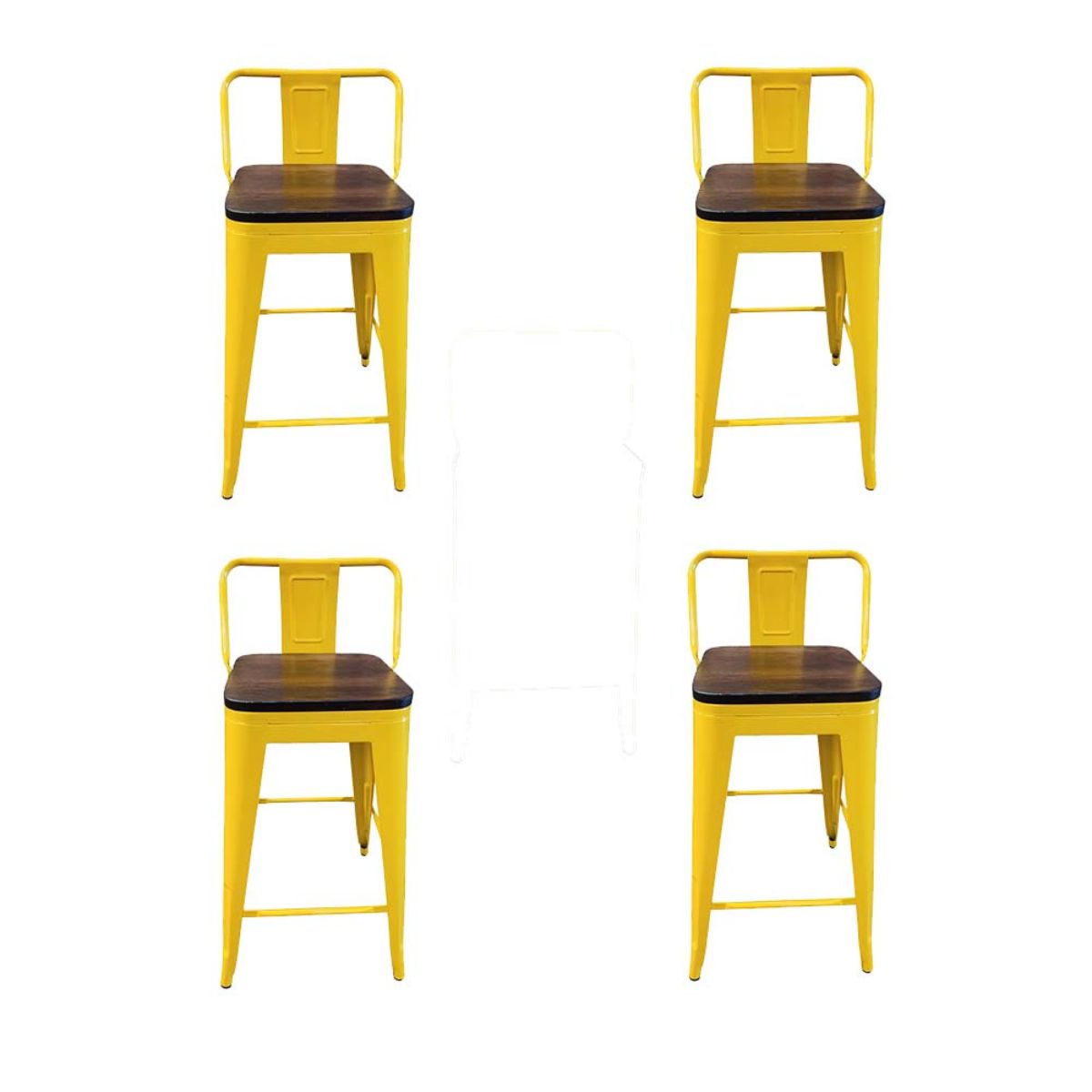 PACK TODODESCUENTO AMARILLO 4 PISOS TABURETES TOLIX 66 CM BASE MADERA OSCURA - 1