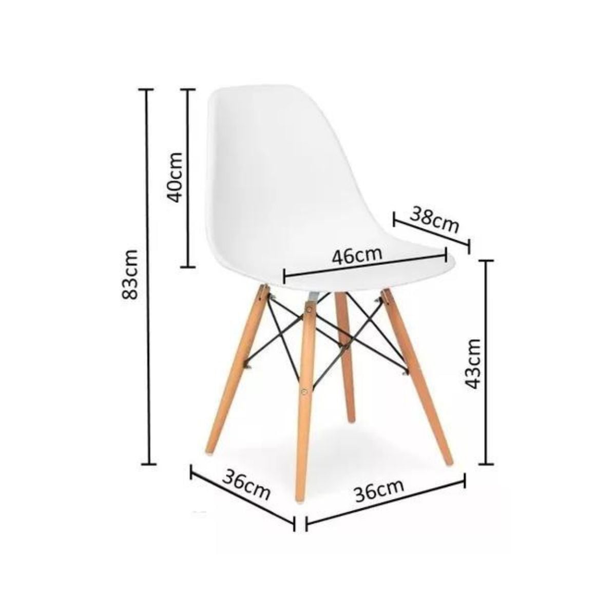 PACK TODODESCUENTO BLANCO 4 SILLAS EAMES DSW COMEDOR BAR NEGOCIO - 3