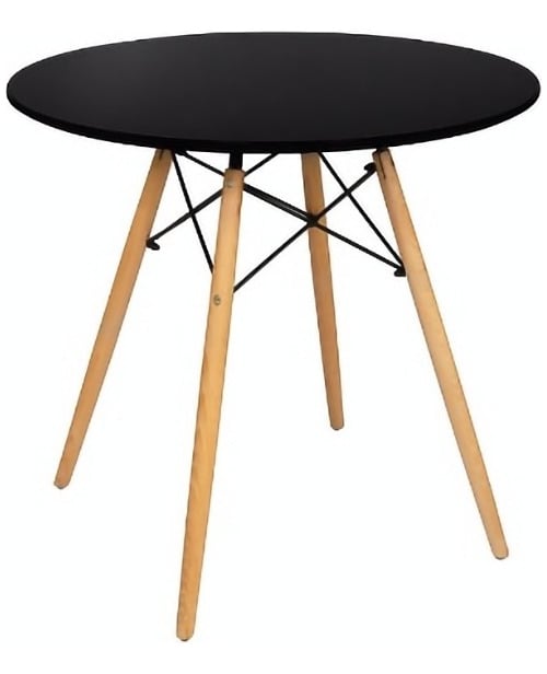 MESA TODODESCUENTO TIPO EAMES REDONDA NEGRO 80 CM MADERA MUEBLE DISEÑO - 1