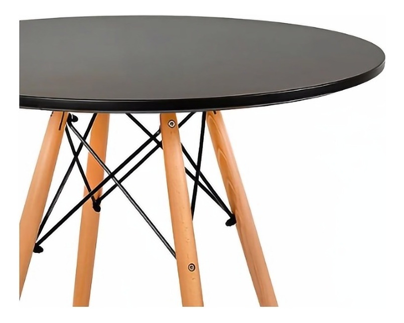 MESA TODODESCUENTO TIPO EAMES REDONDA NEGRO 80 CM MADERA MUEBLE DISEÑO - 2