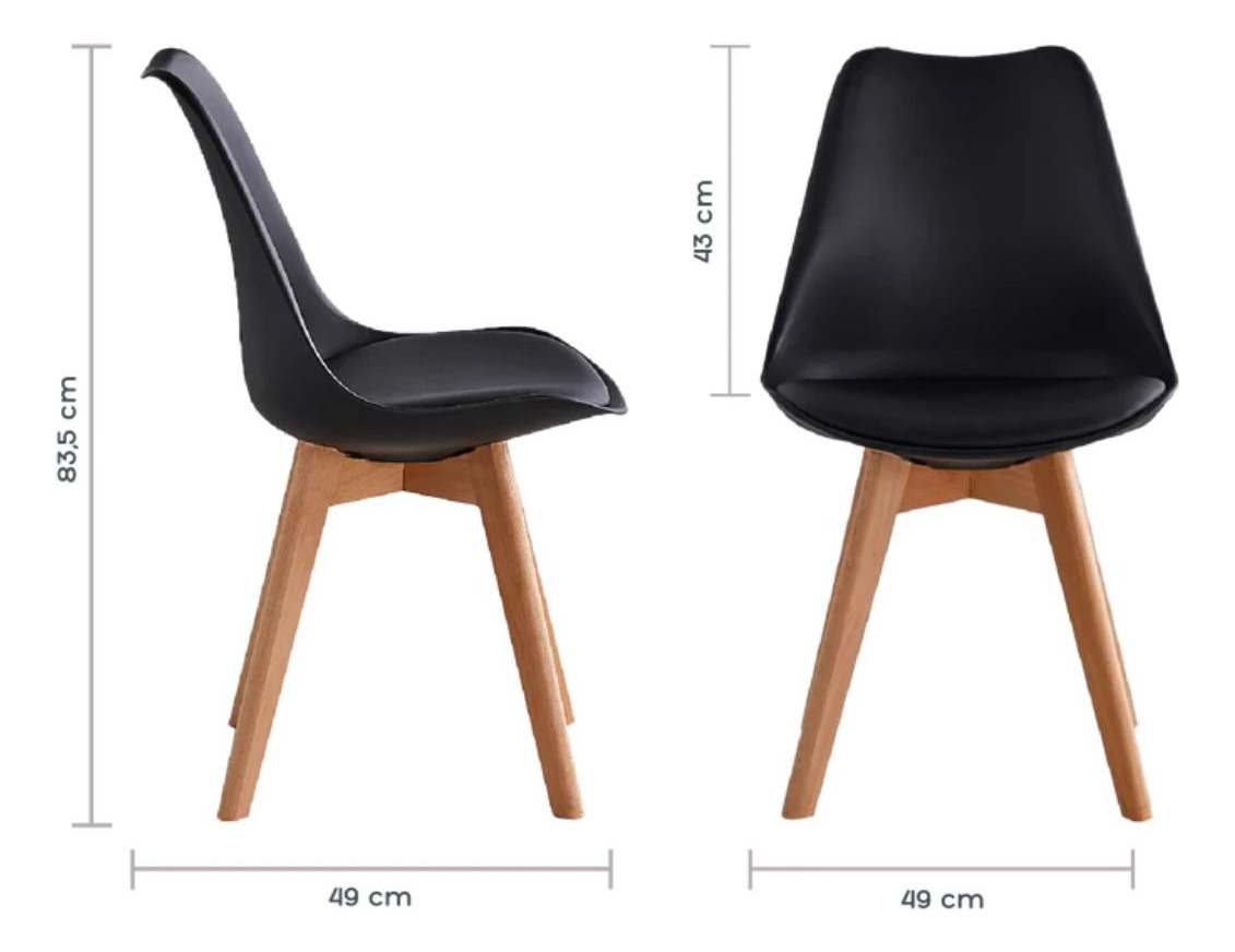 PACK 4 SILLAS TULIP COLOR NEGRO, COMEDOR, BAR, NEGOCIO - 6