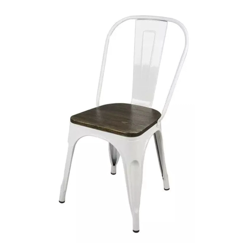 PACK 4 SILLAS TOLIX BASE DE MADERA- BLANCAS - 3