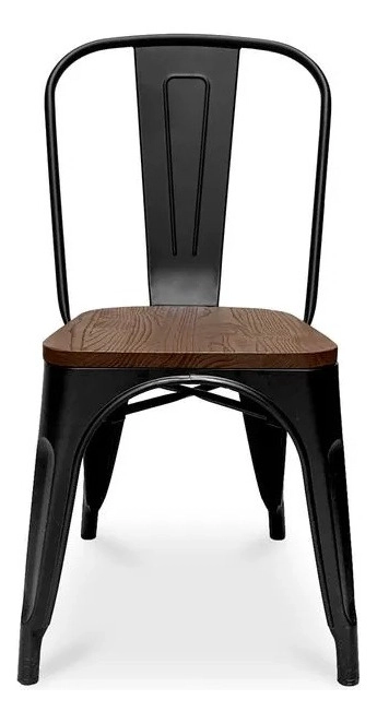 PACK 4 SILLAS TOLIX BASE DE MADERA- NEGRAS - 3