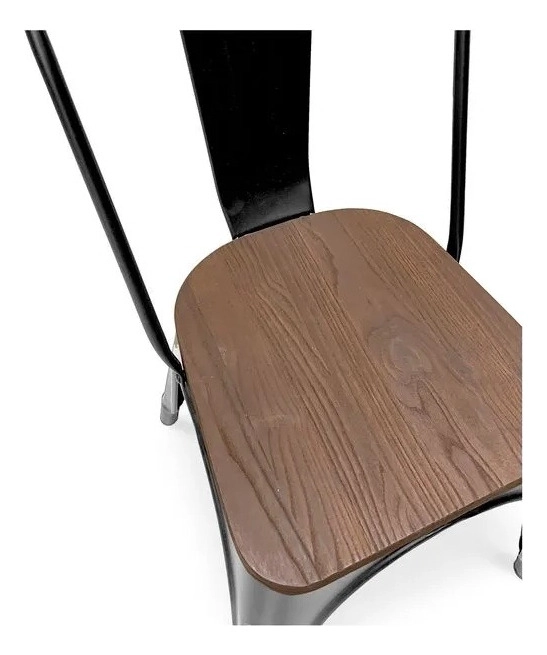 PACK 4 SILLAS TOLIX BASE DE MADERA- NEGRAS - 4