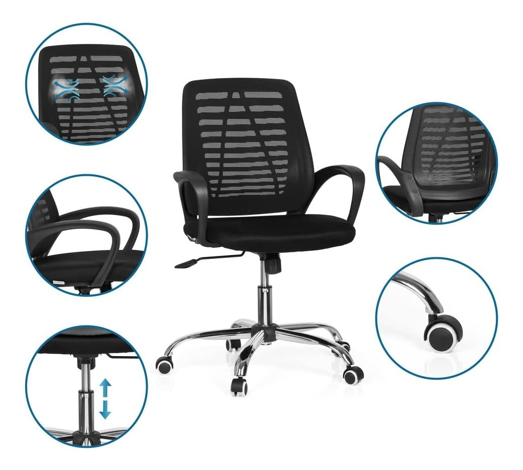PACK 2 SILLAS DE ESCRITORIO ERGONOMICAS, OFICINA, AJUSTABLES - 6