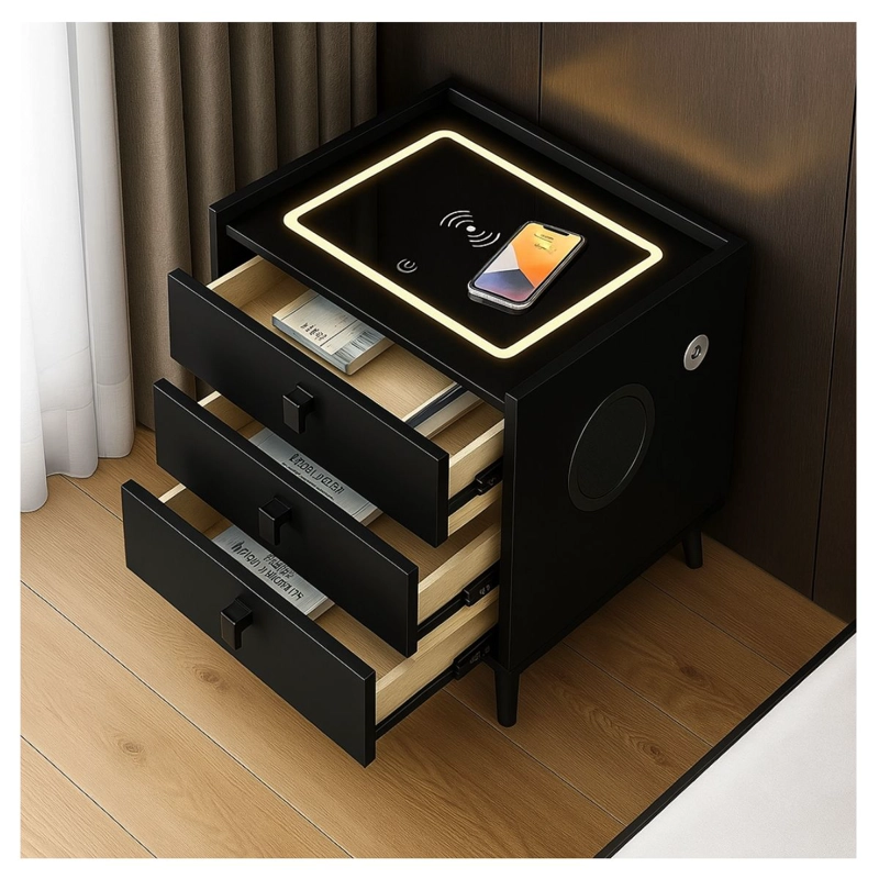 VELADOR INTELIGENTE CARGA INALAMBRICA BLUETOOTH LUZ- NEGRO - 2