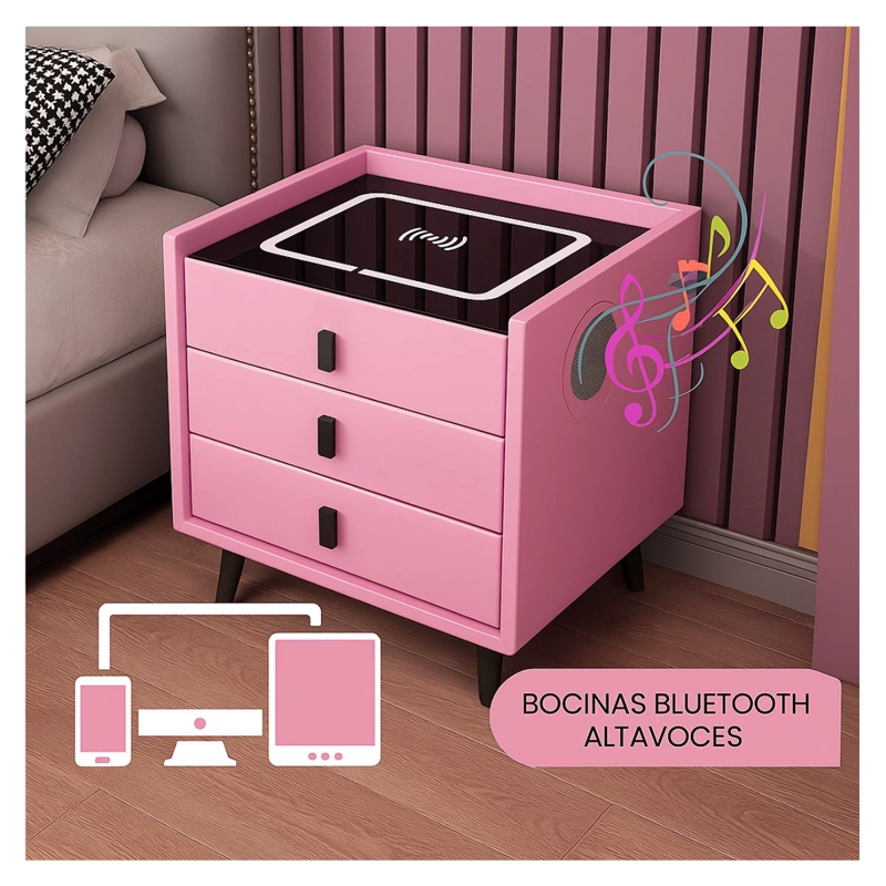 VELADOR SMART 2.0 CARGA INALAMBRICA PARLANTE LUZ- ROSADO - 2