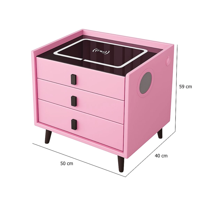 VELADOR SMART 2.0 CARGA INALAMBRICA PARLANTE LUZ- ROSADO - 3