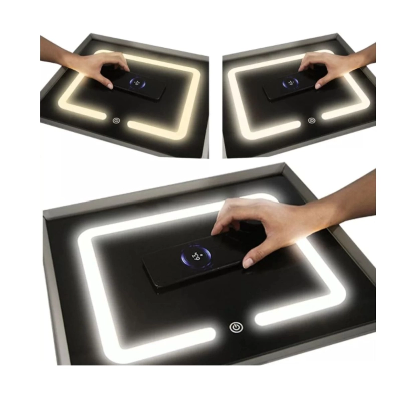 VELADOR INTELIGENTE CARGA INALAMBRICA BLUETOOTH LUZ- GRIS - 3