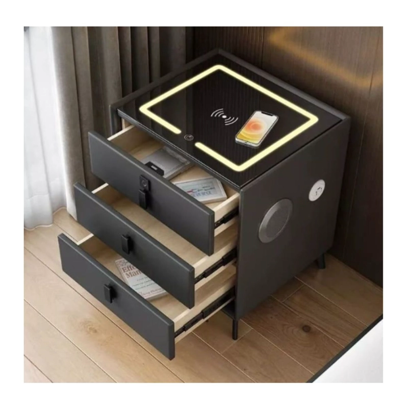 VELADOR INTELIGENTE CARGA INALAMBRICA BLUETOOTH LUZ- GRIS - 5