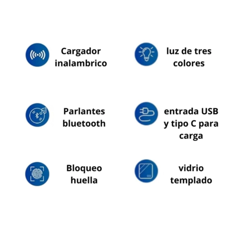 VELADOR INTELIGENTE CARGA INALAMBRICA BLUETOOTH LUZ- GRIS - 6