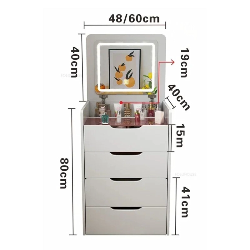 TOCADOR 3 EN 1 CON TABURETE Y LUZ LED- BLANCO - 5